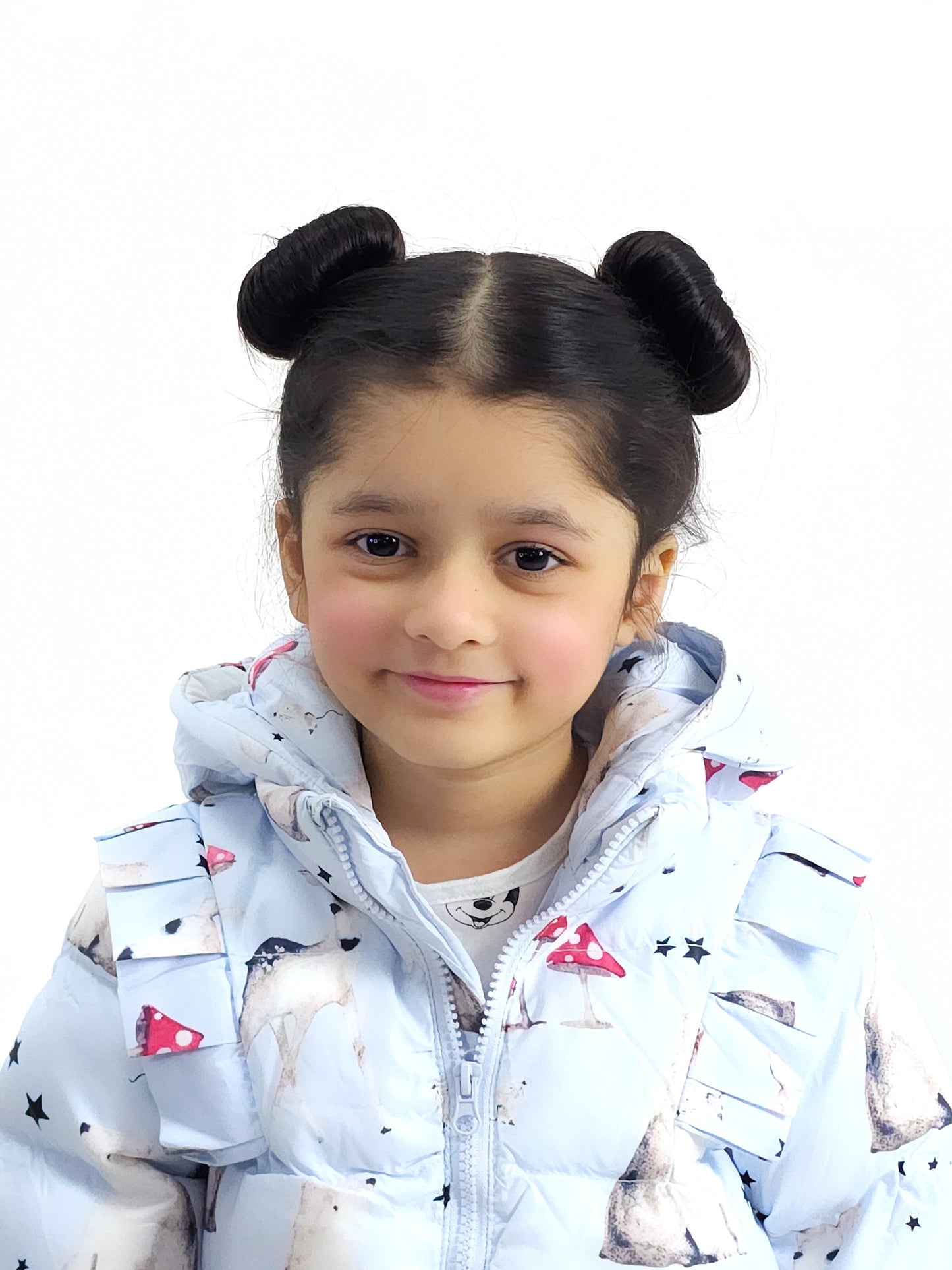 KIDS GIRLS ALL OVER PRINTED PUFFER JACKET