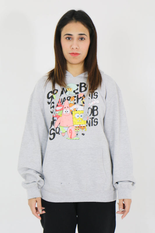 WOMEN LOOSE FIT GRAPHIC PULLOVER HOOIDE ( OVERSIZED)